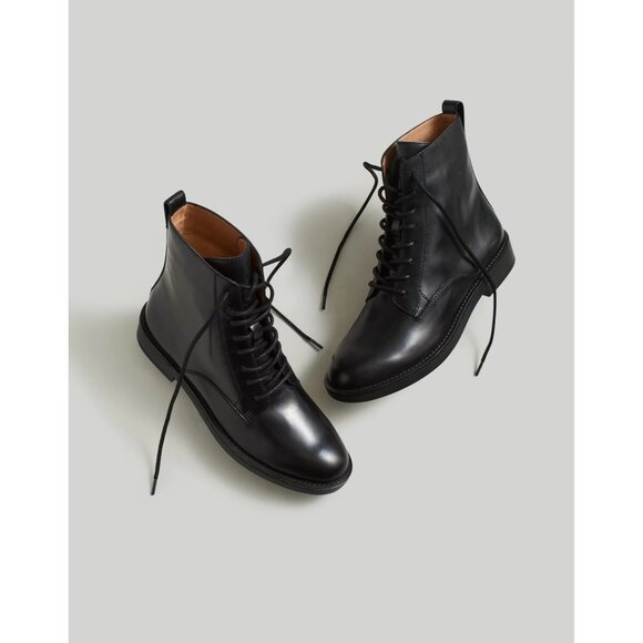 Madewell Shoes - Madewell Boots Evelyn Womens Size 9.5 Black Leather Lace Up Ankle Combat Stylish